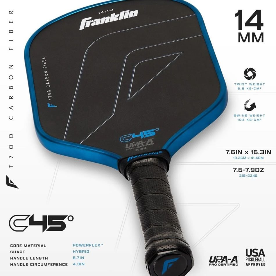 Vợt Pickleball FRANKLIN C45° Carbon Fiber 14mm - Ảnh 2